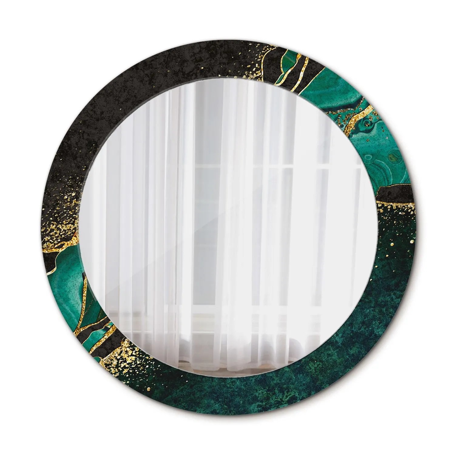 Tulup Bedruckter Spiegel Marmorgrün 70x70 cm Runder Spiegel Bedrucktem Rahm günstig online kaufen