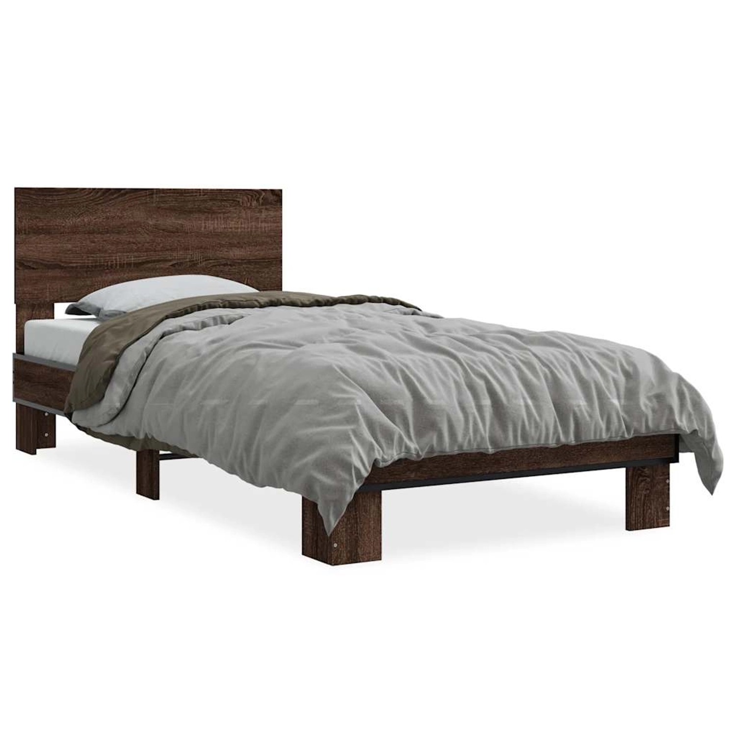vidaXL Bettgestell Braun Eichen-Optik 75x190 cm Holzwerkstoff Metall 845816 günstig online kaufen