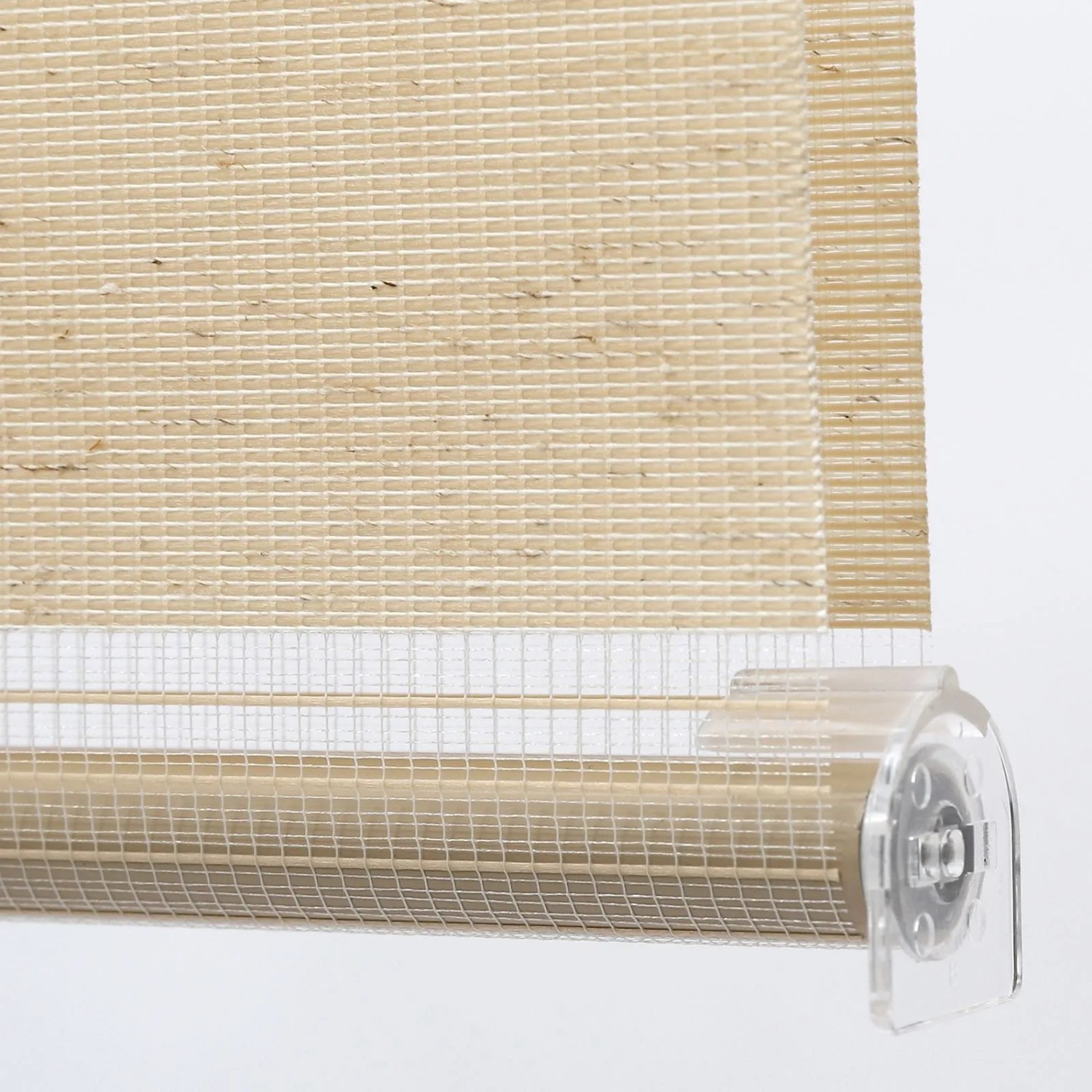 Sekey Doppelrollo Klemmfix 80x100cm, gelb-leinenfarben, für Fenster, ohne Bohren.