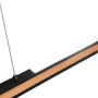 Moderne LED-Pendelleuchte Deacon in Holzoptik und Schwarz, dimmbar und mit Touch-Funktion.
