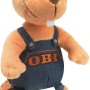 Niedlicher OBI Biber Plüschtier mit Latzhose, 22 cm große Dekofigur für Kinder und OBI Fans.