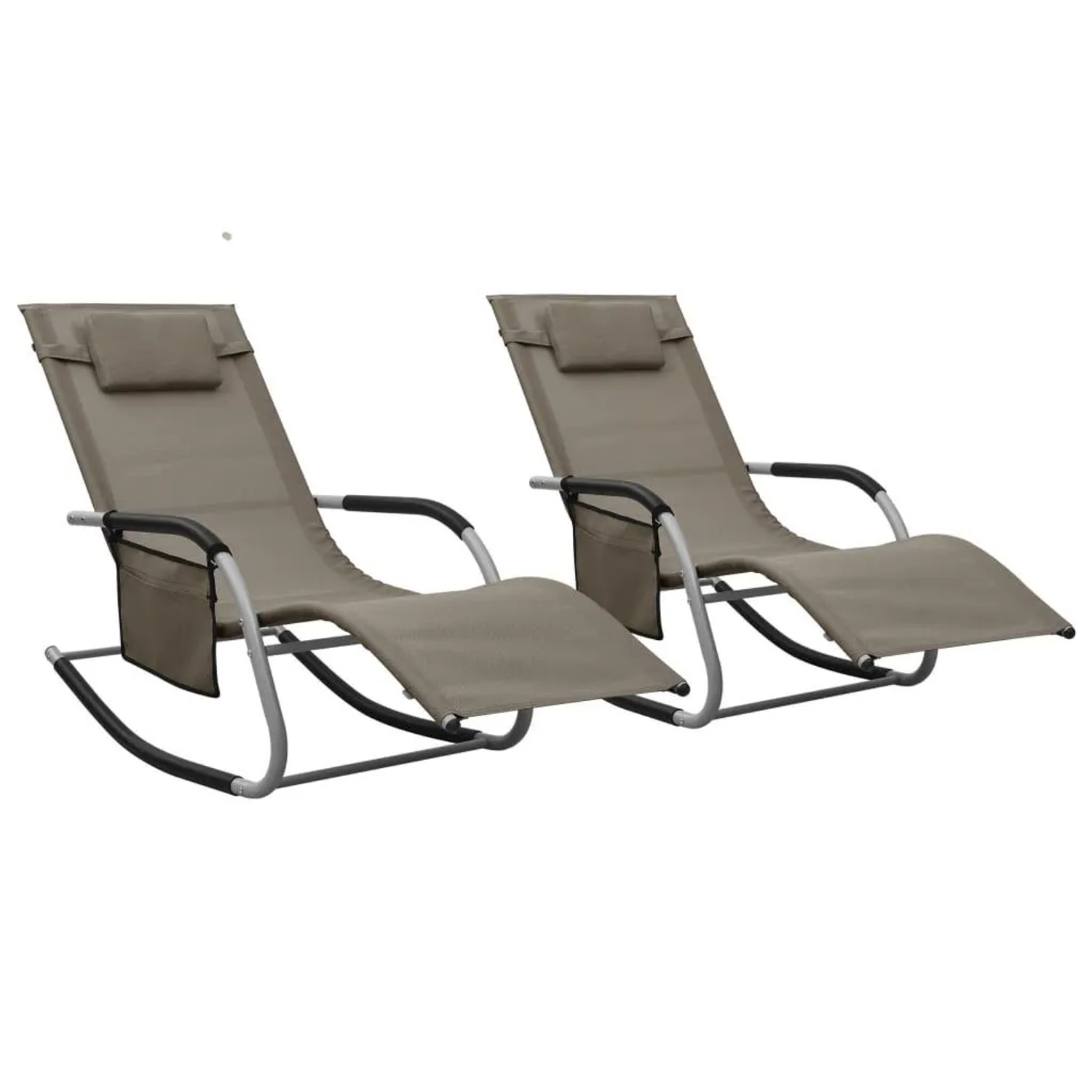 Furnicato Sonnenliegen 2 Stk Textilene Taupe Und Grau