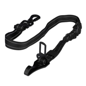 Relaxdays Hundegurt für Auto Polypropylen Aluminium Schwarz Verstellbar Ruckdämpfer 60 cm bis 80 cm 150 g