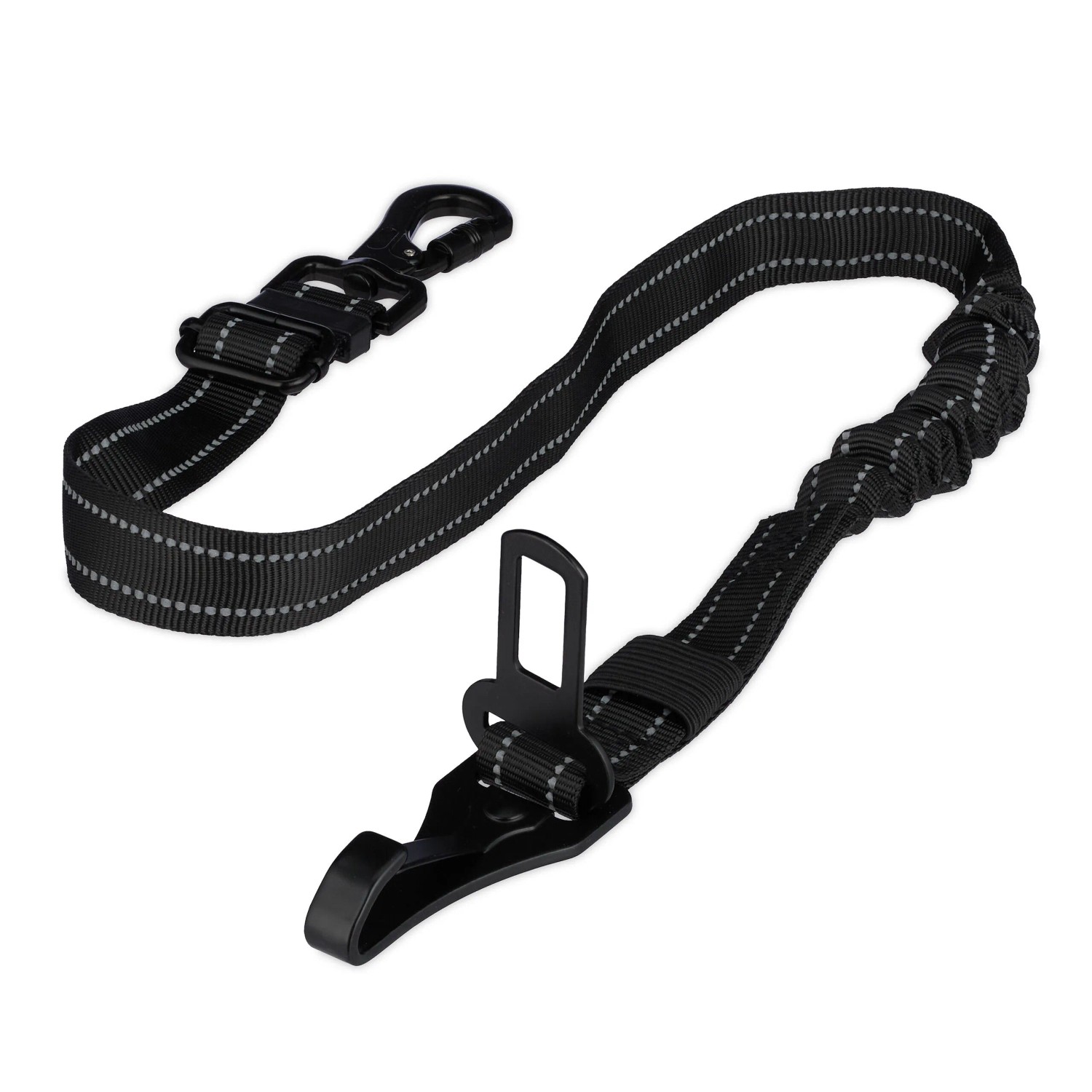 Relaxdays Hundegurt für Auto Polypropylen Aluminium Schwarz Verstellbar Ruckdämpfer 60 cm bis 80 cm 150 g