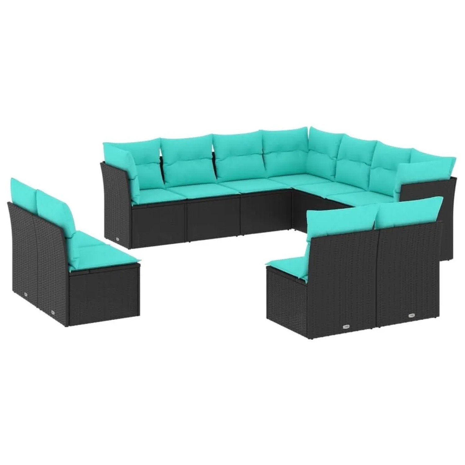 vidaXL 11-Tlg Gartensofa-Set mit Kissen Schwarz Polyrattan 3217817 günstig online kaufen