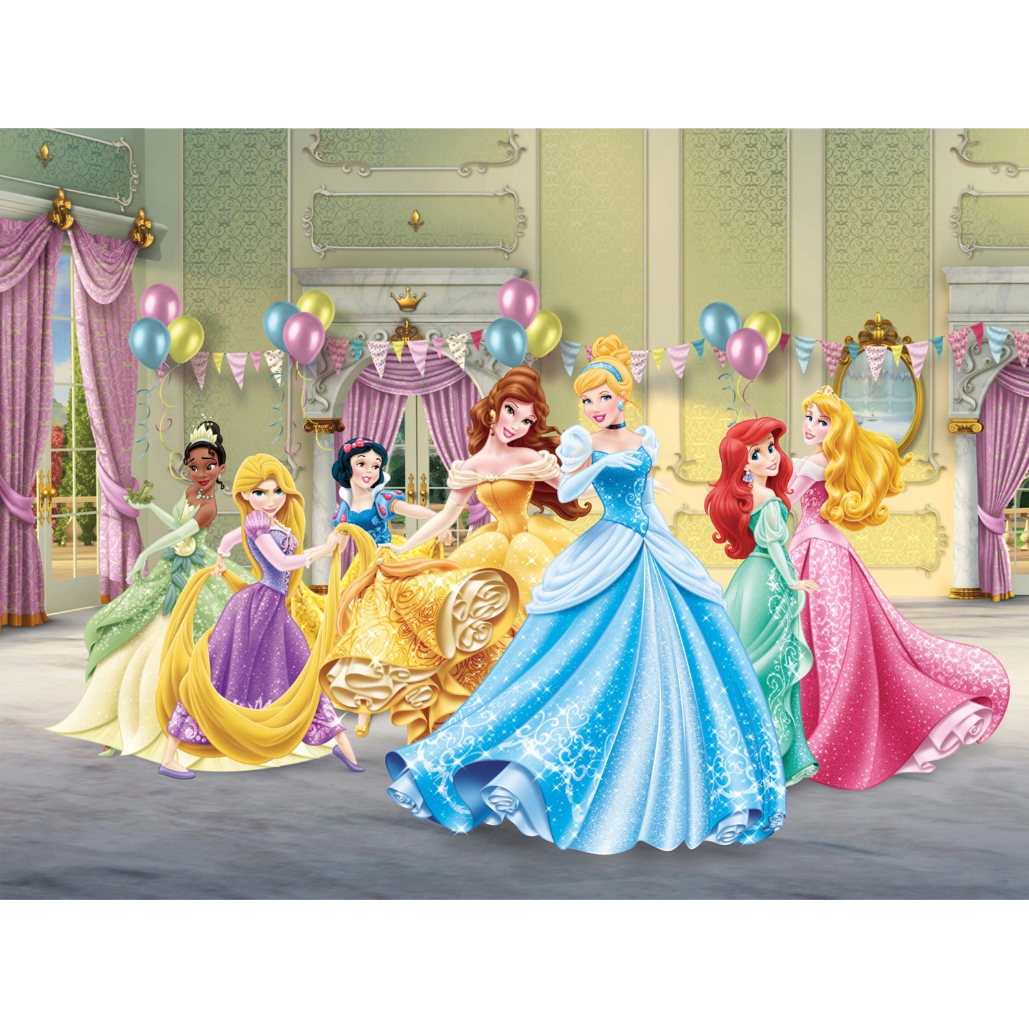 Disney Fototapete Prinzessinnen Gelb Blau und Grün 360 x 270 cm 600586 günstig online kaufen