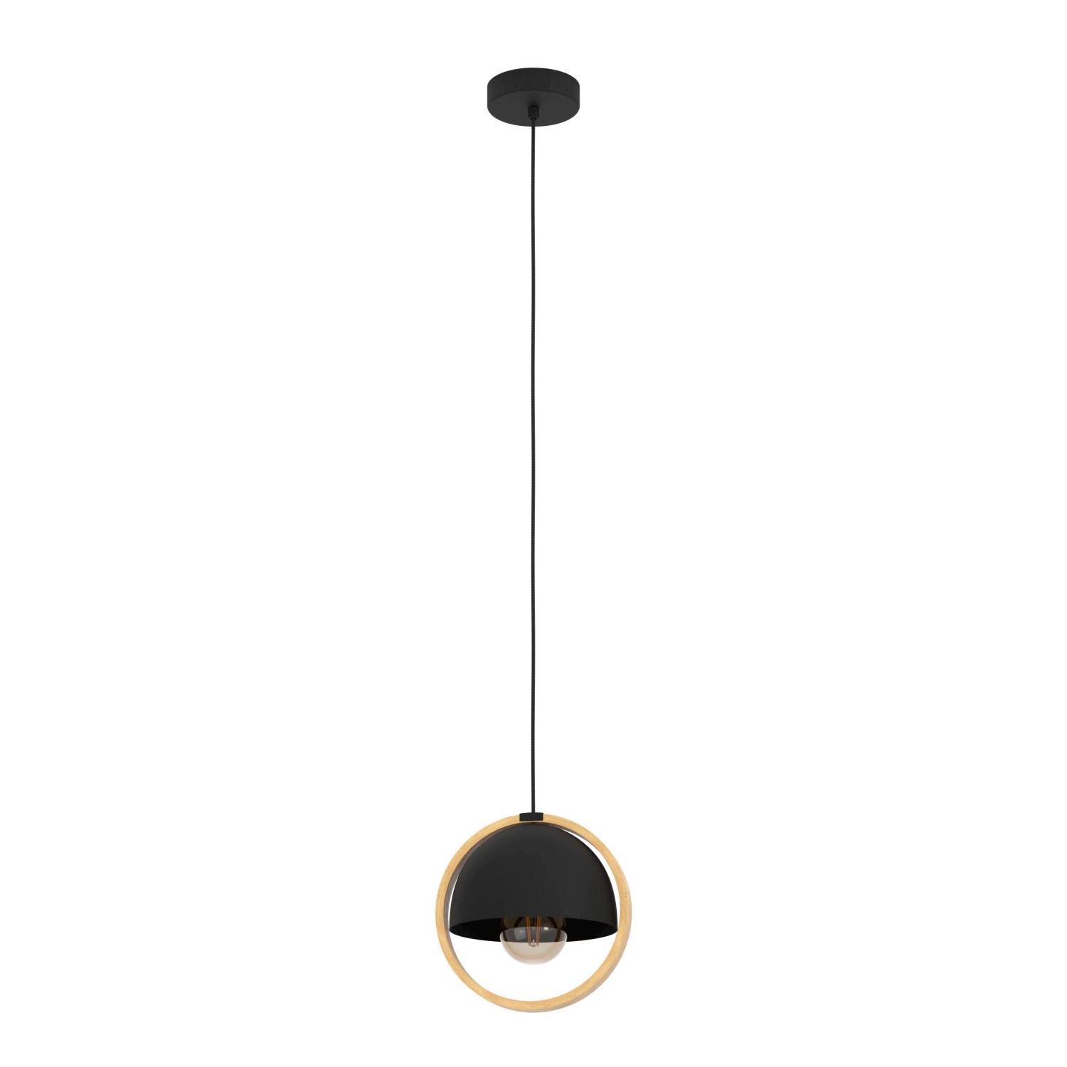 Eglo Pendelleuchte Callow Schwarz-Braun Ø 23 cmx 110 cm 1-flammig günstig online kaufen