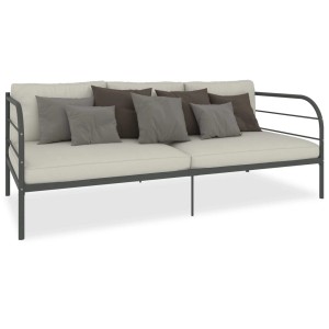 Graues Metall Tagesbett 90x200 cm mit Kissen als Sofa