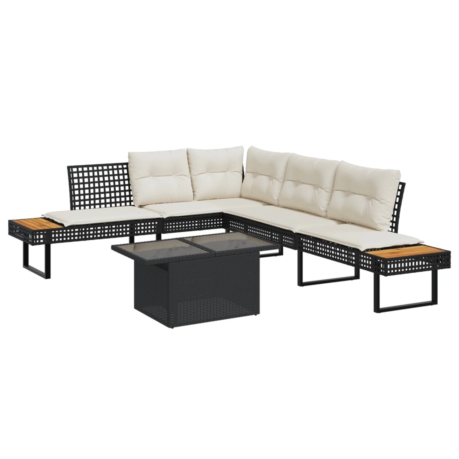 vidaXL 2-Tlg Garten-Sofagarnitur mit Kissen Schwarz Poly Rattan Glas 327749 günstig online kaufen