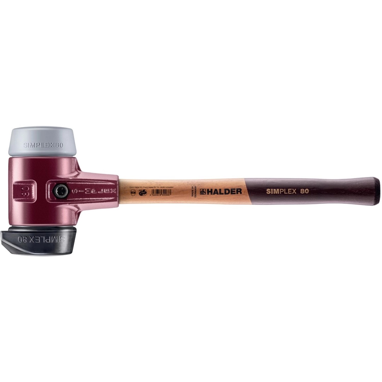 Halder Simplex Schonhammer Ø 80 mm Gummi   TPE-mid Grau mit Standfuß und Te günstig online kaufen