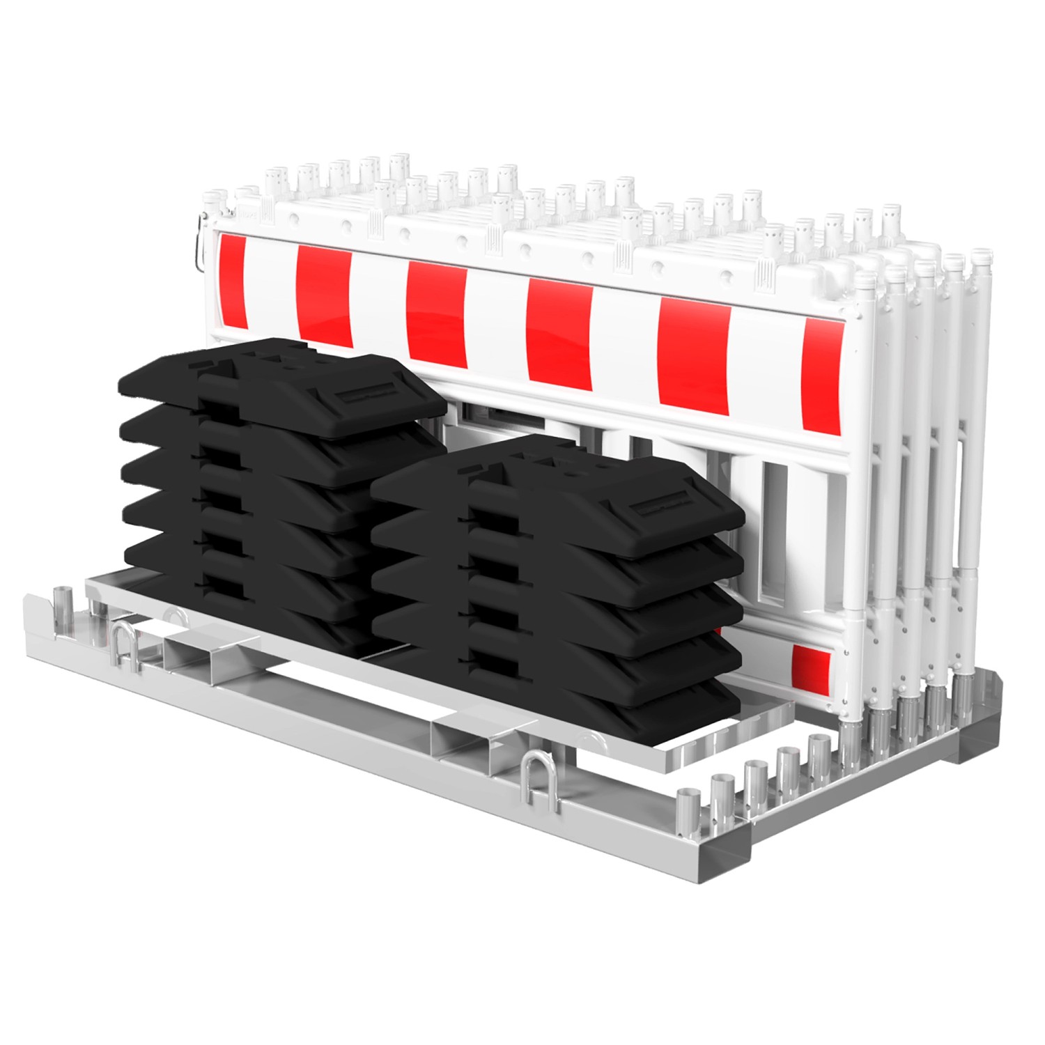 Schake Set-Absperrschranken Light Traverse Adapter RA1/A Weiß-Rot 10 Stück