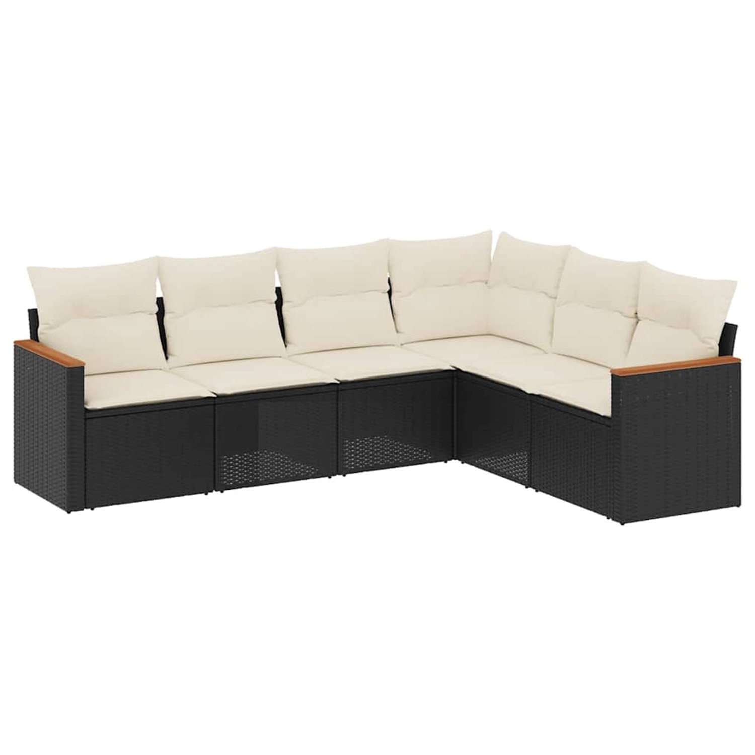 vidaXL 6-Tlg Garten-Sofagarnitur mit Kissen Schwarz Poly Rattan 3258402 günstig online kaufen