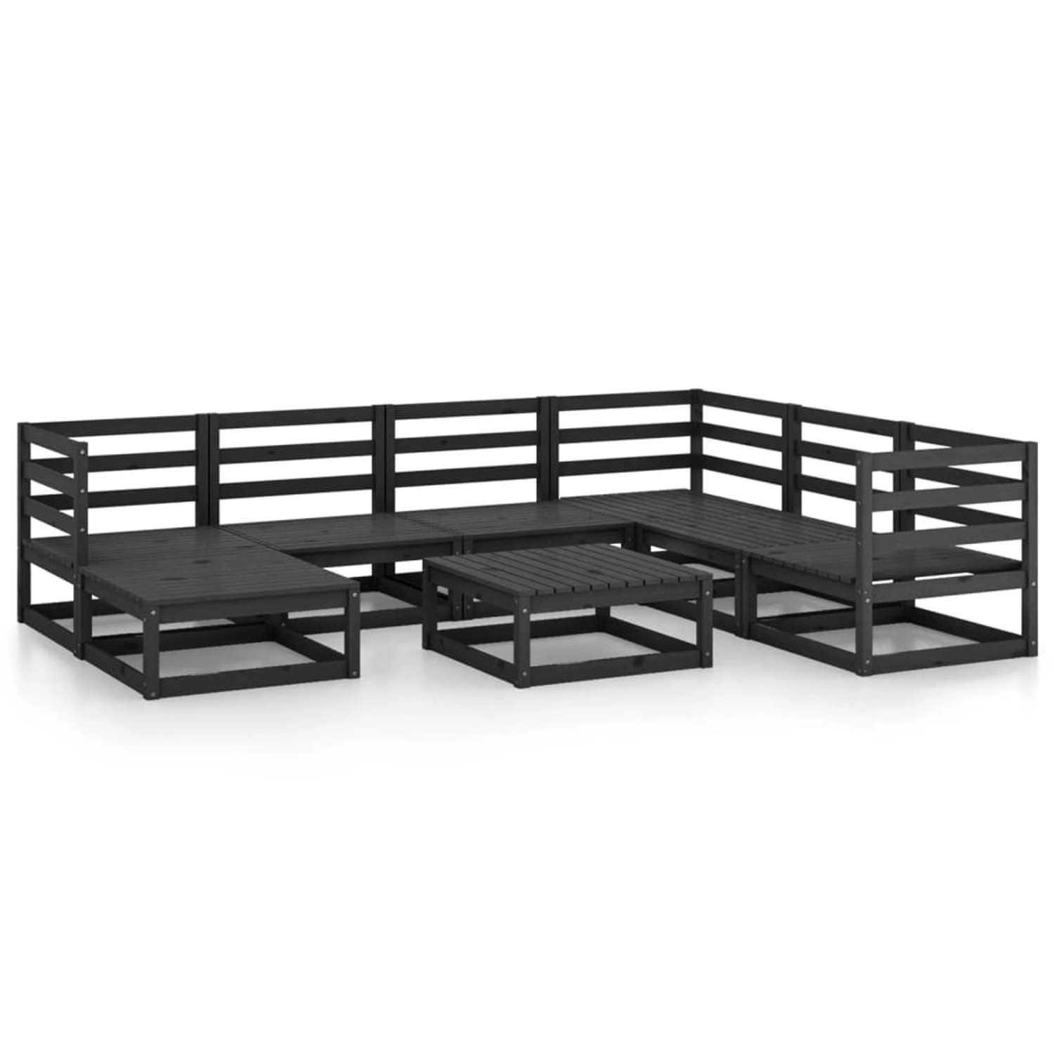 vidaXL 8-tlg Garten-Lounge-Set Schwarz Massivholz Kiefer Modell 15 günstig online kaufen