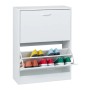 Relaxdays Schuhschrank Kipper Spanplatte Weiß mit Wandbefestigung 79 cm x 60 cm x 24 cm 14 kg