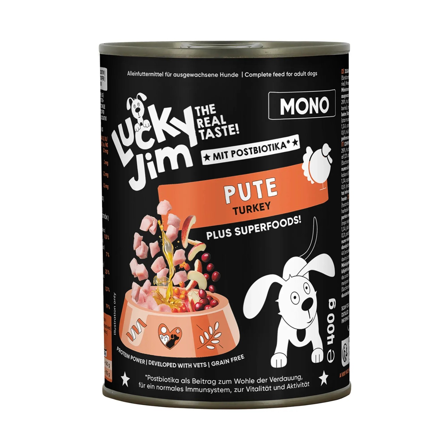 Lucky Jim Hunde-Nassfutter Mono Pute 400 g