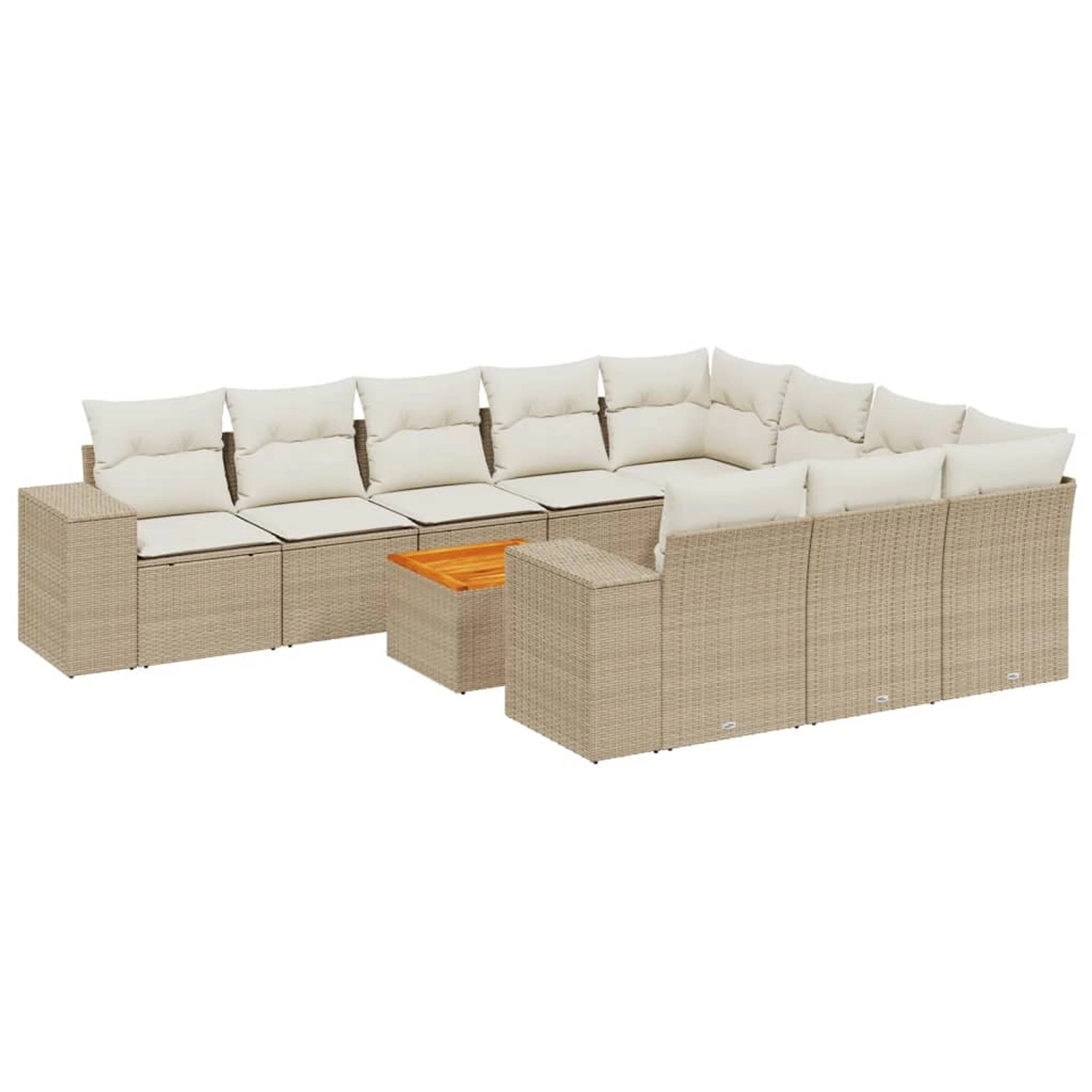 vidaXL 11-Tlg Garten-Sofagarnitur mit Kissen Beige Poly Rattan 3257955 günstig online kaufen