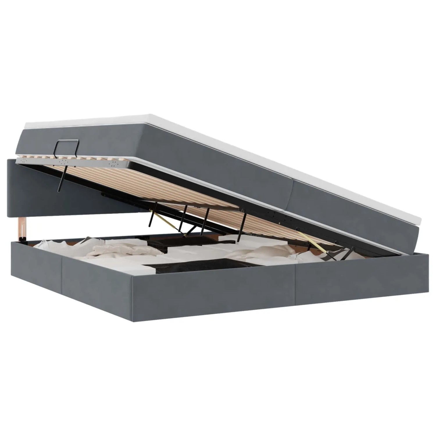 vidaXL Bett mit Stauraum und LED Dunkelgrau 200 x 200 cm Samt 3371356 günstig online kaufen