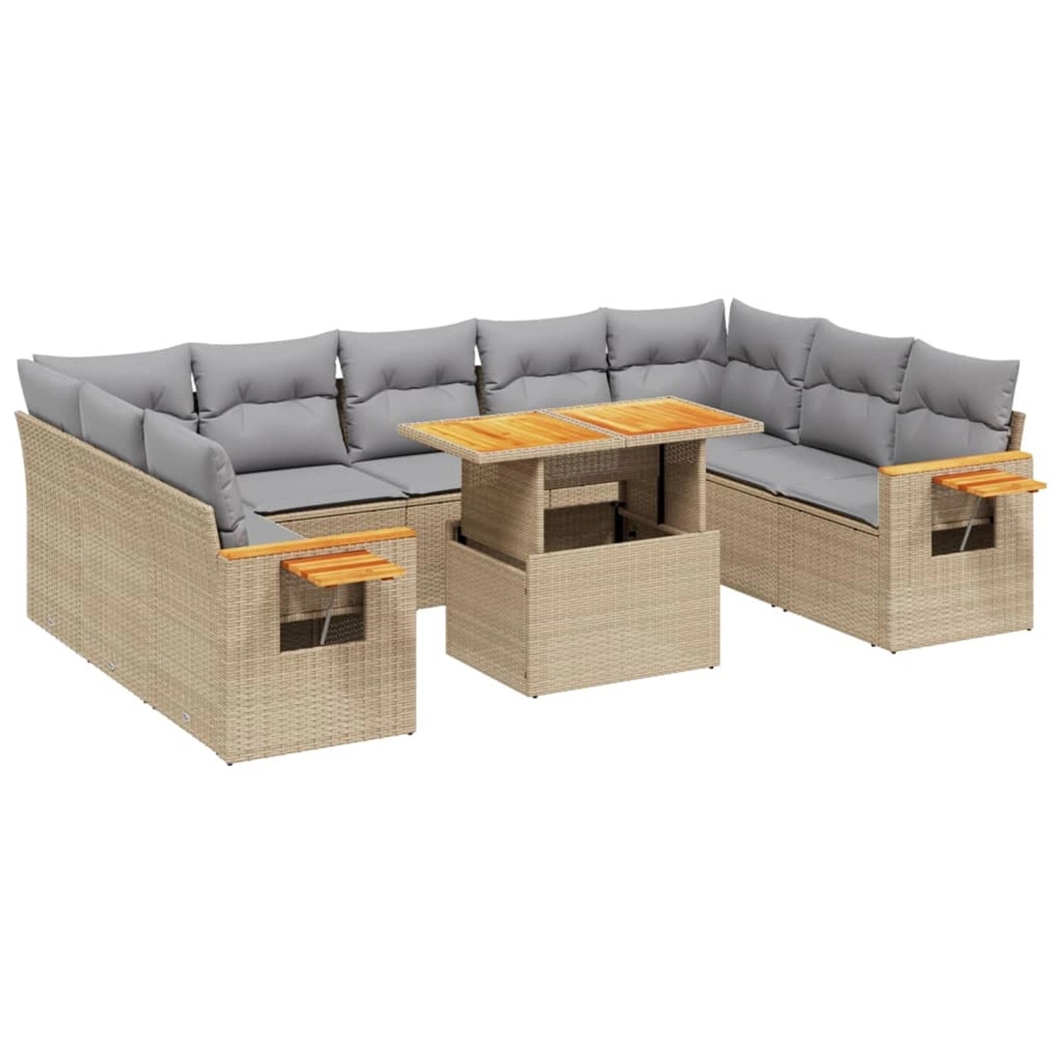 vidaXL 11-tlg Garten-Sofagarnitur mit Kissen Beige Poly Rattan Modell 155 günstig online kaufen