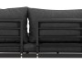 Greemotion Lounge-Set Rio, 3-teilig, Aluminium schwarz mit Holztablett und grauen Kissen.