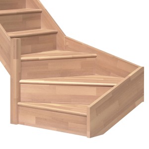 Dolle Wangentreppe Paris, 1/4 gewendelt, Buche mit Setzstufen. Holztreppe für Innenräume.