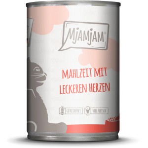 Mjamjam Katzen-Nassfutter mit leckeren Herzen, 400g Dose.