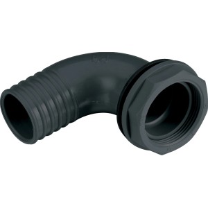 Arves Überlaufbogen für Regentonnen, Kunststoffbogen mit Schlauchanschluss und Kontermutter.