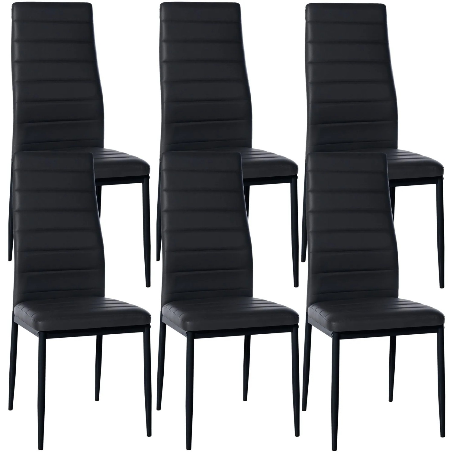 CLP 6er Set Esszimmerstühle Mayfair schwarz/Kunstleder