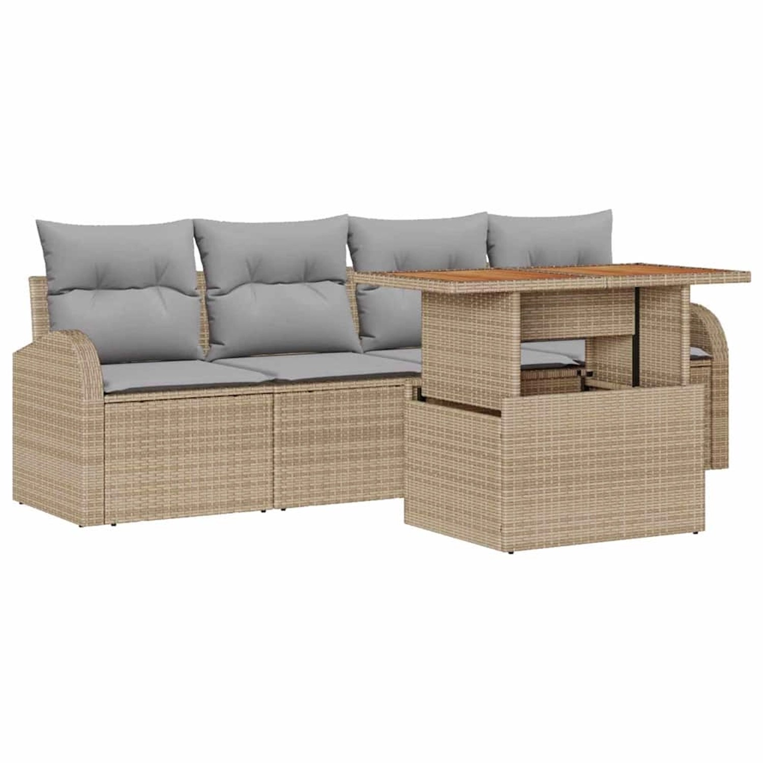 vidaXL Garten-Sofa-Set mit Speicher 5-Tlg Beige Poly Rattan 3358254 günstig online kaufen