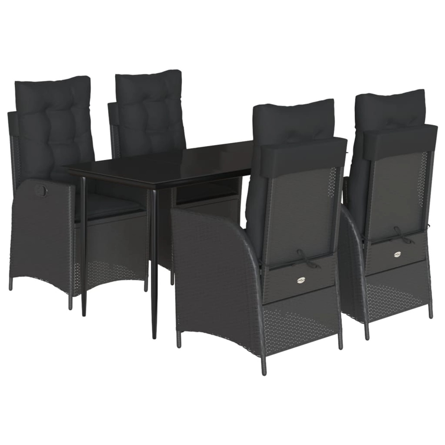 vidaXL 5-Tlg Garten-Essgruppe mit Kissen Schwarz Poly Rattan 3213177 günstig online kaufen