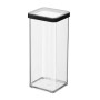 Quadratische Rotho Dose Loft Premium, 1,5 l, transparent mit schwarzem Deckel. Vorratsdose für Küche.