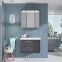 Pelipal Spiegelschrank Trentino, anthrazit, 75 cm breit, mit Beleuchtung in modernem Badezimmer.