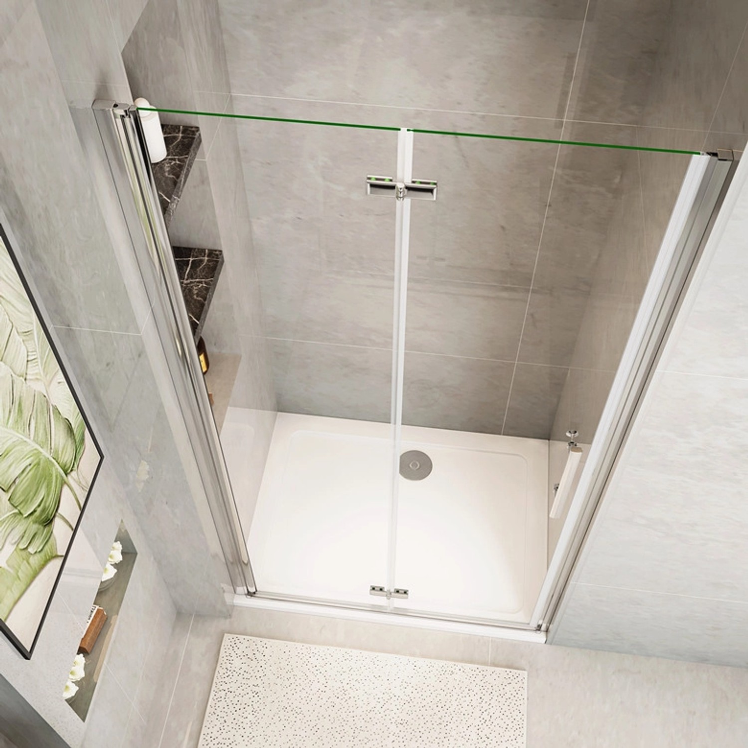 Duschparadies Duschtür Nischentür Falttür 70x185cm,Chrome,6mm Nano Glas Dusche_5