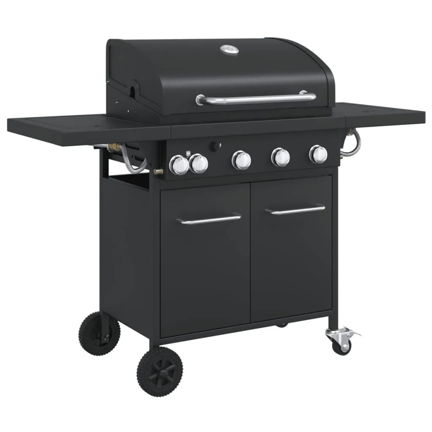 vidaXL Gasgrill mit 5 Flammen Schwarz Pulverbeschichteter Stahl 367585