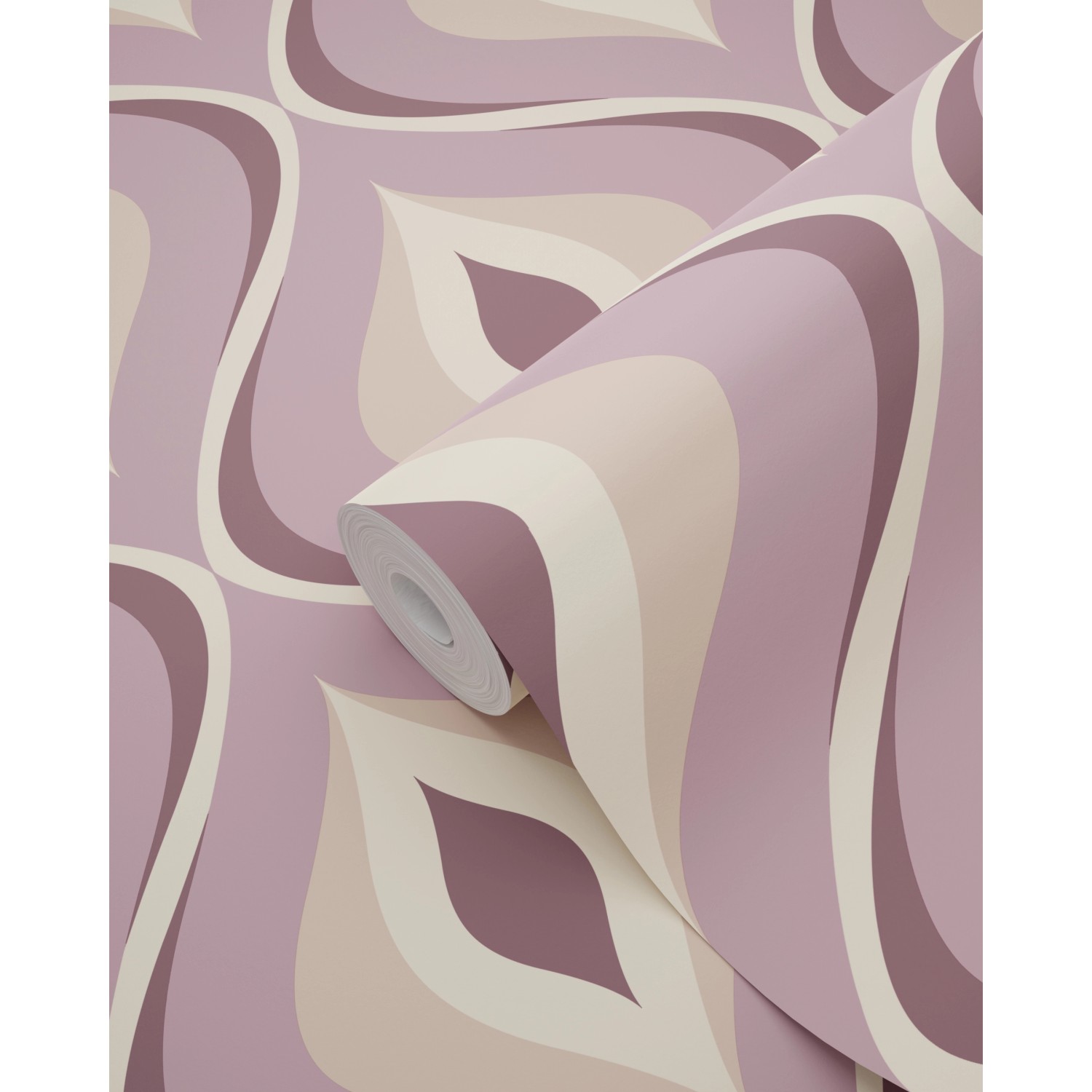 ESTAhome Vliestapete mit Retro-Ornamenten in Violett, 50x900 cm.