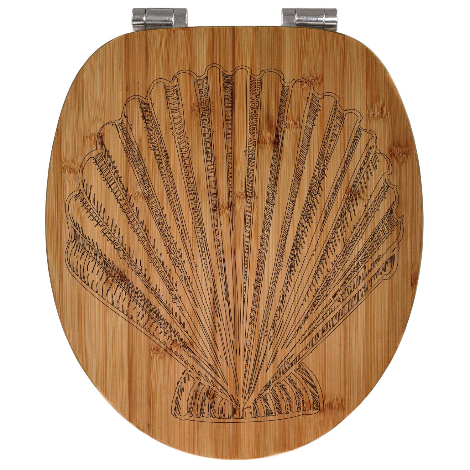 Banjado WC-Sitz aus Bambus mit Muschel-Gravur und Absenkautomatik.