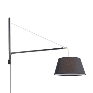 Lucande Wandleuchte Wandlampe Innen Beleza 9976136 Modern in Schwarz aus Aluminium 1-flammig E27 Wohnzimmerleuchte
