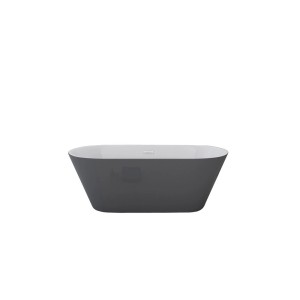 Freistehende Badewanne Deliah in Grau/Weiß, moderne Badewanne für entspannende Bäder.