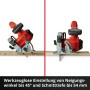 Einhell Akku-Handkreissäge TE-CS 18/165-1 Li Solo, Neigung und Schnitttiefe einstellbar.