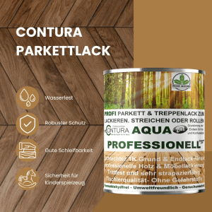 Contura Parkettlack Treppenlack Professionell Lack Fußbodenlack Dielenlack Holzlack Seidenmatt 5 Liter