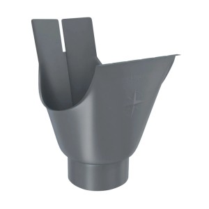Zambelli Einhangstutzen halbrund DN80, verzinkt, in Anthrazit für Metall-Dachrinnen. Robustes Regenwasser-Ablaufstück.