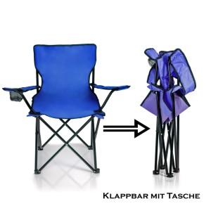 BigDean 2 Stück Faltstuhl Blau Campingstuhl Anglerstuhl Mit Getränkehalter Tragetasche Anglersessel Klappbar Klappstuhl Gartenstuhl Faltstuhl