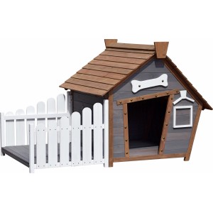 Dobar Hundehütte Porch mit Veranda, Comic-Design, 146,3x90x96cm.