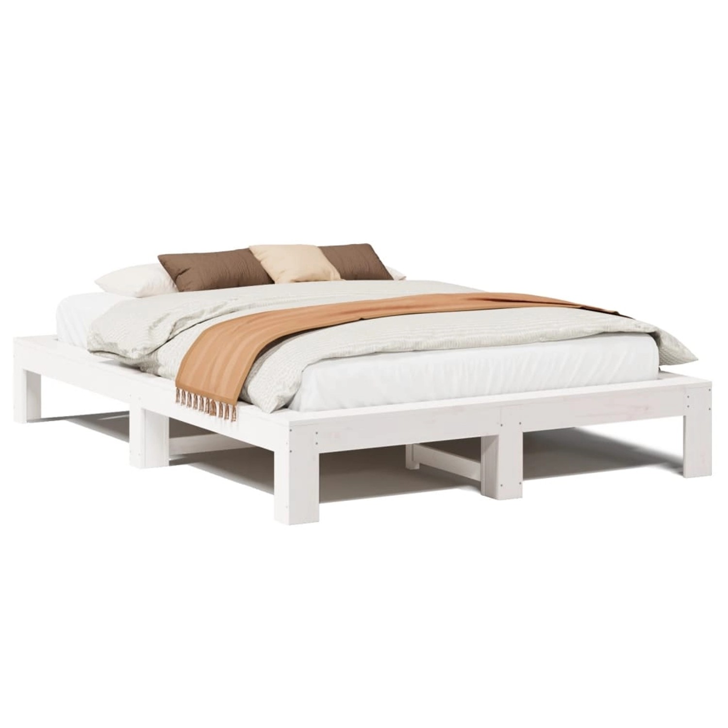 vidaXL Massivholzbett ohne Matratze Weiß 160x200 Kiefernholz 3308733 günstig online kaufen
