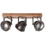 Brilliant Spot Carmen: 3-flammige Deckenleuchte aus Holz und Stahl in Burned Steel Optik.