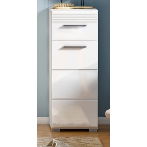 Inn.Furn Kommode Weiß Hochglanz 30 cm Badschrank mit Vollauszug Leon