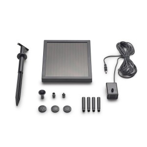 Pontec PondoSolar 150 Solarwasserspielpumpe Set mit Pumpe, Solarpanel, Düsen und Erdspieß.