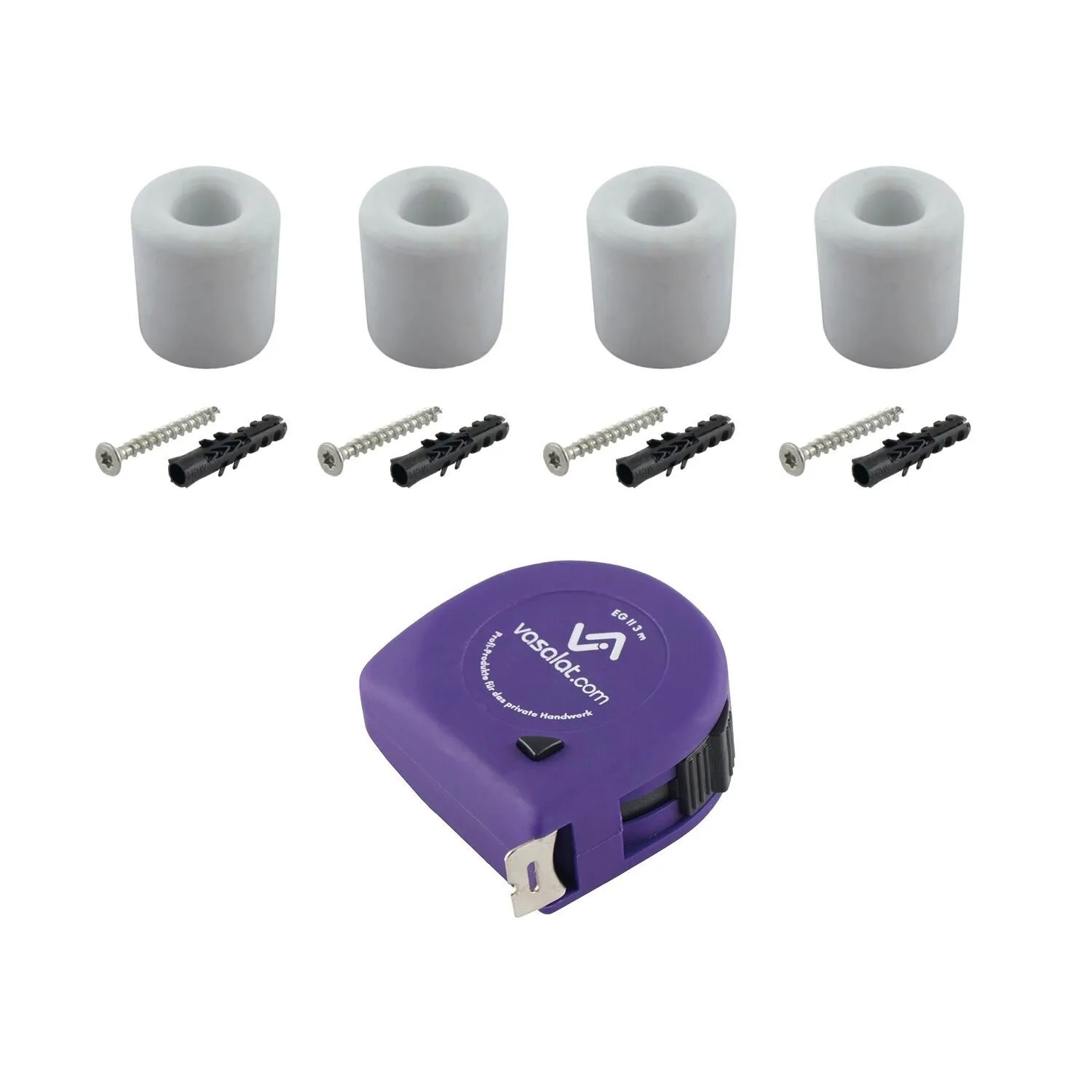 vasalat Set Gummistopper Boden & Wand zum Schrauben Ø 32 mm H 32 mm Cremeweiß