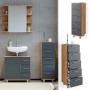 Vicco Badschrank Ilias in Eiche/Anthrazit, 30x95 cm, mit fünf Schubladen für Badutensilien.
