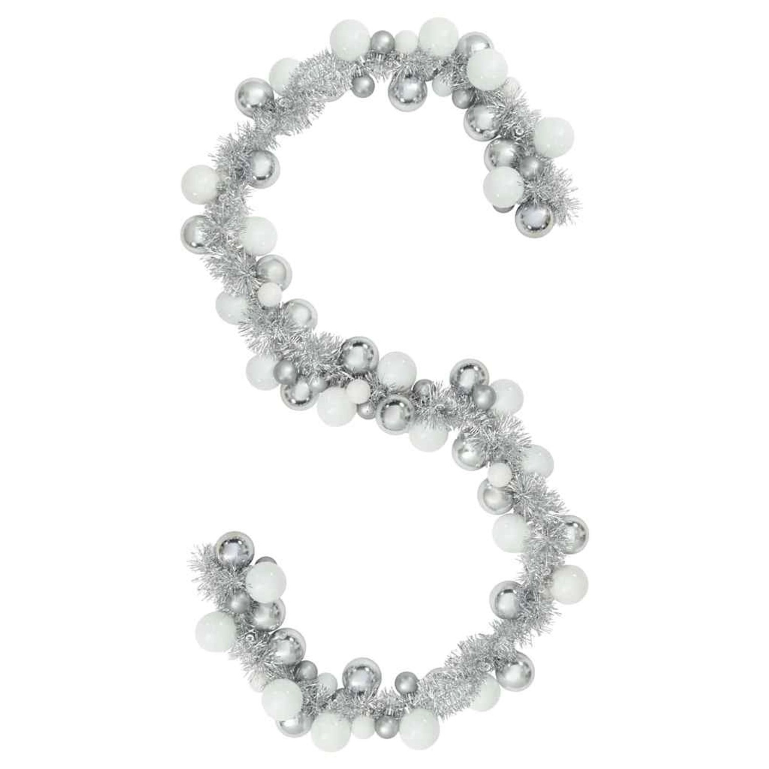 vidaXL Weihnachtskugelgirlande Weiß und Silber 186 cm Polystyrol 42019696