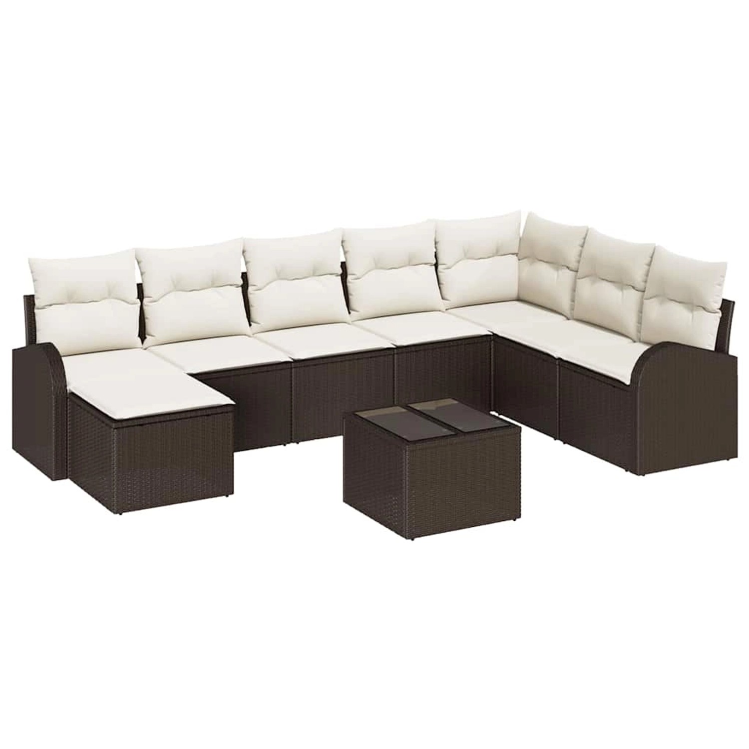 vidaXL Garten-Sofa-Set mit Kissen 9-Tlg Braun und Weiß Poly Rattan 3354837 günstig online kaufen